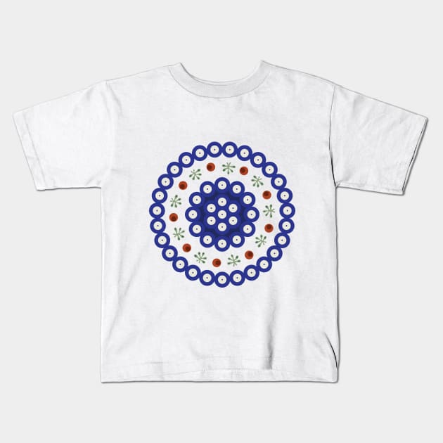 Bolesławiec pottery round pattern Kids T-Shirt by MashaVed